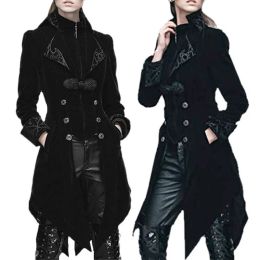 Trench Women'S Windbreaker Coat Gothic Lady Swallowtail Steampunk Victorian Medieval Traf Coat Windbreaker Clothing 2023