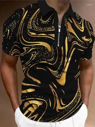 Men's Polos Geometric Gradient Art Print Polo Shirt 3D Printed Zip Up