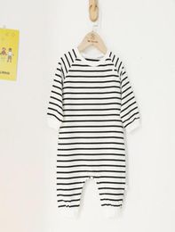 Jumpsuits 2021 Autumn Baby Boy Clothes Cotton Long Sleeve Spring Fall Rompers Black White Striped Romper Infant Boys039 Sports 6860138