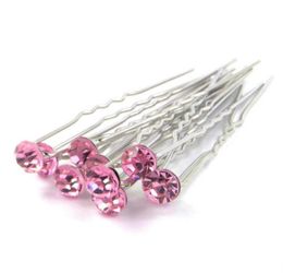 Whole Fashion Jewellery 200pcs WEDDING BRIDAL Pink CRYSTAL HAIR PINS Hair Accessories5928181