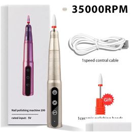 Nail Manicure Set 35000 Rpm Nail Drill Hine Cordless Pen For S Pedicure Portable Electric File Cutter Manicure Salon 220 Drop Delivery Dhpso