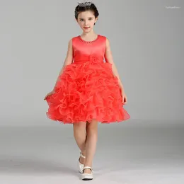 Girl Dresses Spring Girls Dress Beaded Collar Princess Tutu Ball Gown Summer Children's Clothing 3-11 Years