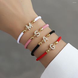 Charm Bracelets 2024 Pave Zirconia Letter Bracelet Women Luxury A-Z Initials Colourful Adjustable Rope For Jewellery Gift