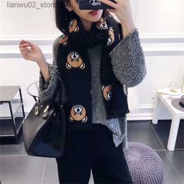 Scarves Cute Animal Knitted Winter Womens Scarf Fashionable and Warm Parents and Childrens Neckline Foundation Winter Student Childrens Scarf Shawl Q240228