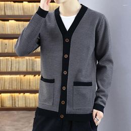 Men's Sweaters Autumn Winter Fashion Striped Cardigan Men Long Sleeve Slim Fit Mens Cardigans Korean Jackets Casual Male Sweater