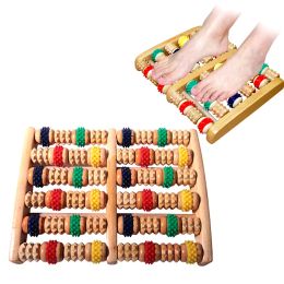 Tool 6 Row Wooden Foot Massager Roller Heath Therapy Acupressure Relax Massage Pain Stress Relief Shiatsu Roller Feet Care Massager