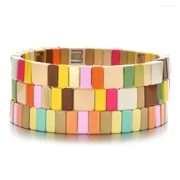 Charm Bracelets 2024 Friends Enamel Tile Bracelet Women Armband Bangles Pulseras Mujer Jewellery Boho Summer Friendship Gift