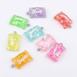 10pcs Sweet Sugar Candy Resin Charms Letter Earring Findings Cute Keychain Earphone Cover Pendant Adornment Jewelry Accessory251G