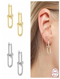 Hoop Earrings Aide 925 Sterling Silver Double Rectangle For Women Luxury Geometric Frame Beads Huggie Party Fine Jewel8385068