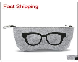 Glasses Case Wool Felt Women Men Sunglasses s Box Fashion Zipper Eyeglasses MultiPurpose Bag Colorful Whole Xhzyg 914A4656446