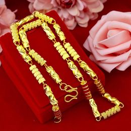 FASHION LUXURY MEN'S NECKLACE 24K GOLD CHAIN SOLID CAR FLOWER NECKLACE FOR MEN WEDDING ENGAGEMENT ANNIVERSARY Jewellery GIFTS M303e