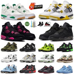 Top Quality 4s Bred Reimagined OG Sports 4 Basketball Shoes Pine Green Thunder Black Cat Panther Pink Oreo White Unc Mens Women Jumpman 4 Jogging Sneakers