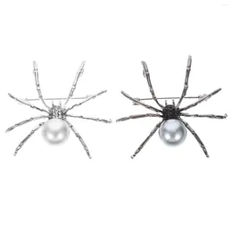 Brooches 2 Pcs Spider Brooch Bow Tie Girl Accessories Label Pin Pearls Punk Ladies Jewelry Alloy