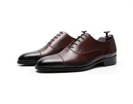 Casual Shoes 2024 Men's Business Summer Soft Soled Genuine Leather Pointed Toe Man's Dress British Wedding Groom Oxford A158