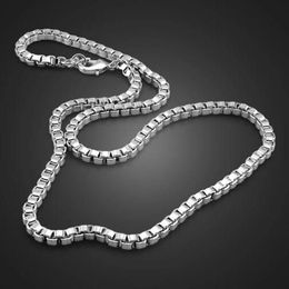 Chains Classic Really 100% 925 Sterling Silver Box Chain Necklace Fashion Men & Women 3mm 18-26 Inch Choker Hip-hop Punk Jewelry290t