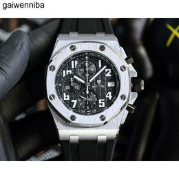 Audemar Piquet Men Luxury Watch Wrist Watches 3j61 High Quality Swiss Quartz Movement Uhr Back Transparent Rubber Strap Montre Royal Reloj