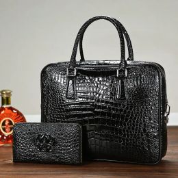 Backpack New Crocodile Skin Genuine Leather Business Men's Briefcase Alligator Shoulder Bag Men Messenger Laptop Computer Bag