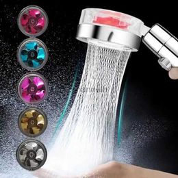 Bathroom Shower Heads Head Water Saving High Preassure Turbo Propeller Flow Showerhead with Fan Built-in Philtre Rainfall Accessor YQ240228