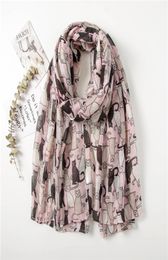 new fashion cat print cotton voile scarf women animal print wrap shawls scarf hijab whole 10pcs lot 2259036