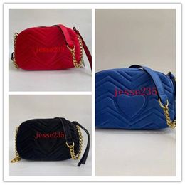 High Quality Women Shoulder Bags Heart Style Velvet Handbags Gold Chain Crossbody Soho Disco Messenger Purse Wallet 6 colors2111