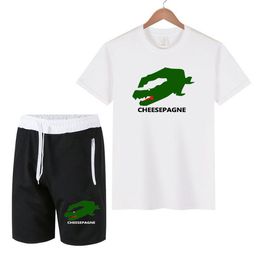 Summer men's T-shirt sports set 2-piece men's sports short-sleeved round neck sports casual style full suit