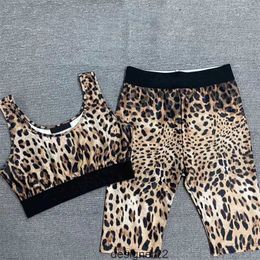 Cheetah Womens Two Piece Pants Tracksuits Yoga Suits Leopard Print Vest Tank Short Jacket Waist Slim Leggings Sport Suit