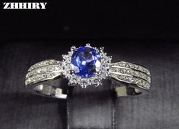 Cluster Rings ZHHIRY Natural Blue Tanzanite Ring Genuine Solid 925 Sterling Silver Real Gemstone For Women Fine Jewelry3878639