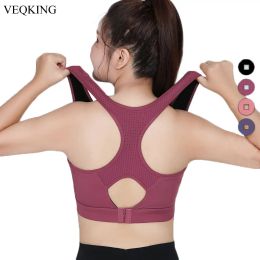 Outfits Veqking Large Size High Impact Sports Bras Breathable Wirefree Gym Sports Top Shockproof Women Fiess Running Workout Yoga Bra