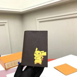 Fashion Hot Selling Brand Designer Card Holder Top Quality Mens Wallet Flower printing Leather Women Purse cartoon Covers For Passports with original box