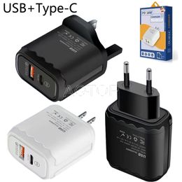 USB+Type-C Fast Charger 20W 12W USB 3.0 Type C 2 Ports Quick Charger Adapters For iphone Samsung Smart phone