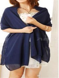 Cheap Navy Blue Wedding Wraps Cape Scarf Bridal Prom Party Jacket Chiffon Bridal Wrap Wedding Events Bridal Wedding Accessories4490278