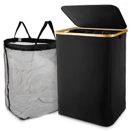 Storage Bags Laundry Basket With Lid Black Removable Bag - Sorter For Bathroom & Bedroom