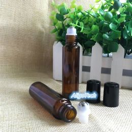 Wholesale 200Pcs Empty Brown 15ml Glass Roller Bottles with Stainless Steel Metal Roll On Balls for Essential oil Perfume On Promotion ZZ