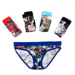 Underpants 2024 Sexy Men Underwear Breathable Briefs Low Waist Ice Silk Translucent Mens Ropa Interior Hombre