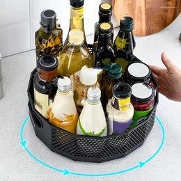 Kitchen Storage 1pc360 ° Rotating Plastic Rack Bathroom Food Oil Seasoning Bottle Fruit Tray