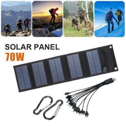 Banks 70W Foldable Solar Panel 5V USB Solar Cell Portable Folding Waterproof Solar Panel Charger Outdoor Mobile Power Battery Charger