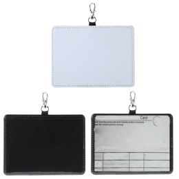 300pcs Card Holders Sublimation DIY White Blank PU Cross Employee Name ID Holder Cover Hoop LL