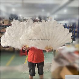 Other Event Party Supplies 13 Bone Fluffy White Ostrich Feathers Fan For Carnival Wedding Celebration Dance Show Diy Decoration Pl Dhzlr
