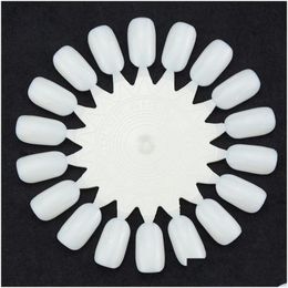 False Nails Wholesale-Belen 10Pcs Natural White Wheel Polish Colour Display Chart Round 180 Nail Tips Art Design Acrylic Drop Deliver Dh7M4