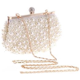 Evening Wedding Clutch Handbag Pearl Bag Dress Dinner Small Purse Bridesmaid White 240223