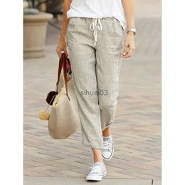 Women's Jeans Autumn Cotton Womens Pants Y2K Black Drawstring Elastic Waist Casual Pants Female Loose Fashion Elegant Ladies Bottom