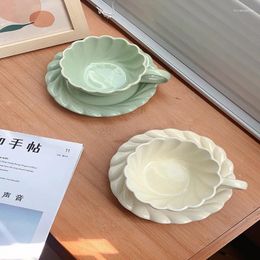 Mugs 200ml Korean Style Wind Cup Dish Ceramic Mug Set High Beauty Early Spring Afternoon Tea Breakfast Coffee Milk
