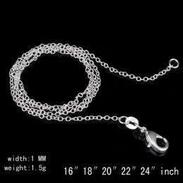 925 Sterling Silver Necklace Rolo O Chain Necklaces Jewellery 1mm 16'' -- 24'' 925 Silver DIY Chai327L