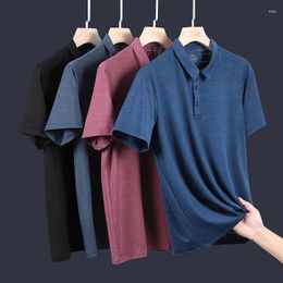 Men's Polos Ice Silk Polo Men Seamless Short-sleeved Shirt High-end Casual Summer Quick-drying T-shirt Brand Clothing Luxury