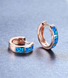 Hoop Earrings Trendy Bride Round Small Vintage Female Blue White Opal Rose Gold Silver Colour Wedding For Women9254221