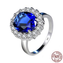 Princess Diana William Kate Blue Cubic Zircon Engagement Rings for Women 925 Sterling Silver Wedding Ring Jewellery Gift XR234263Y