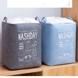 storage New 75L Big Capacity Cotton Linen Dirty Laundry Basket Foldable Squre Waterproof Organizer Bucket Dirtys Clothes Storage Basket