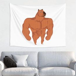 Tapestries Buff Capybara Tapestry Wall Hanging For Living Room Customised Hippie Home Decor