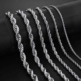 Necklaces Stainless Rope Necklace 2-5mm Never Fade Waterproof Necklaces Men Women Twist Jewellery 316L Silver Chains Gifts 18-24 Inches 240228