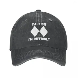 Ball Caps Caution I'm Difficult Baseball Cap Casual Distressed Washed Double BLACK DIAMOND Snapback For Men Women Outdoor Hat